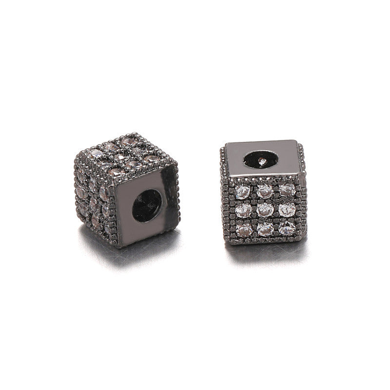 Elegant Square Brass Plated Cubic Zirconia Inlay Charm