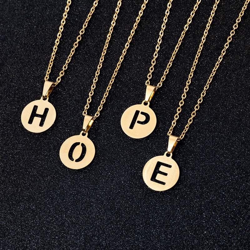Elegante Collar con Letra para Mujer de Acero Inoxidable, Titanio, Cadena en O, Colgante, Joyería Minimalista de Moda