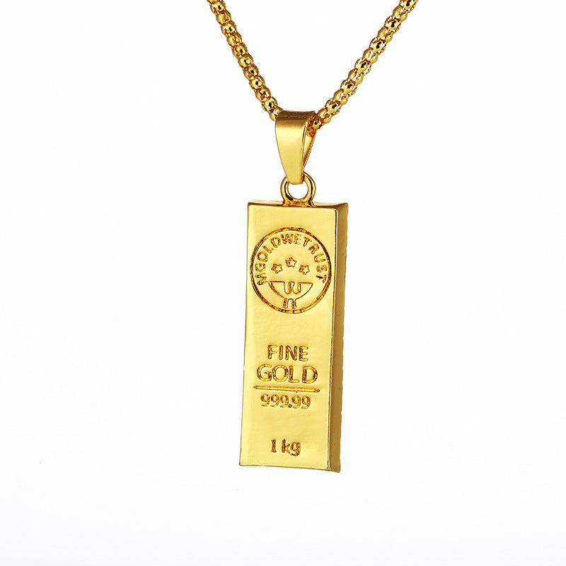 Collar con colgante geométrico de aleación dorada para hombre y mujer con cadena de onda de agua, joyería de moda casual