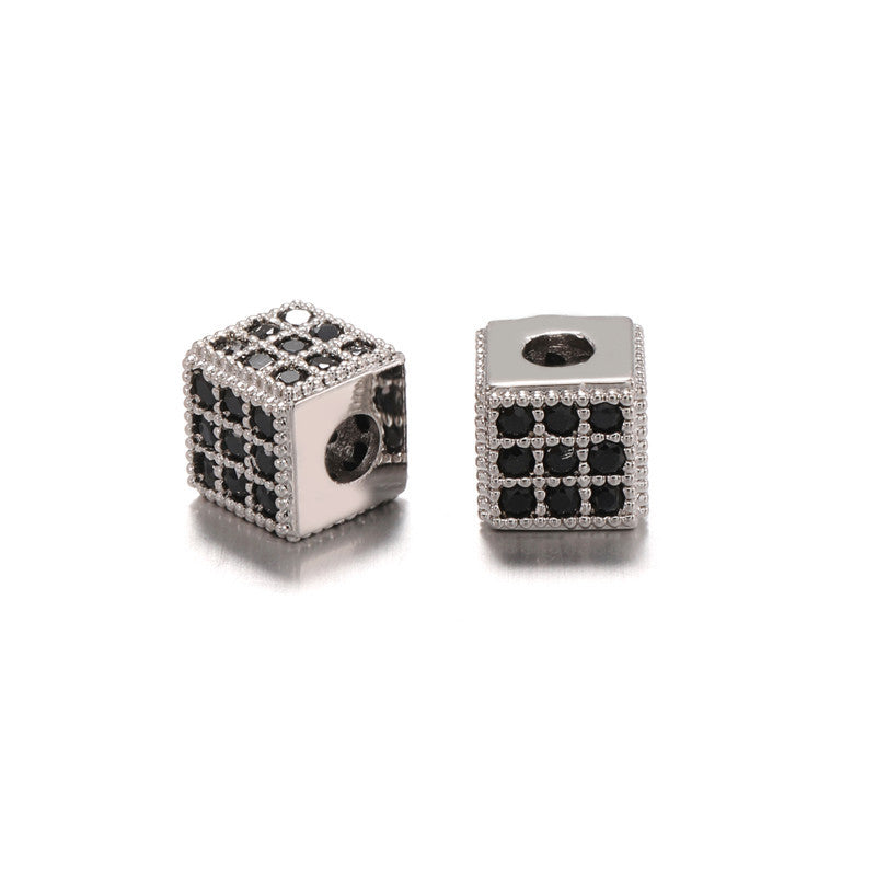 Elegant Square Brass Plated Cubic Zirconia Inlay Charm