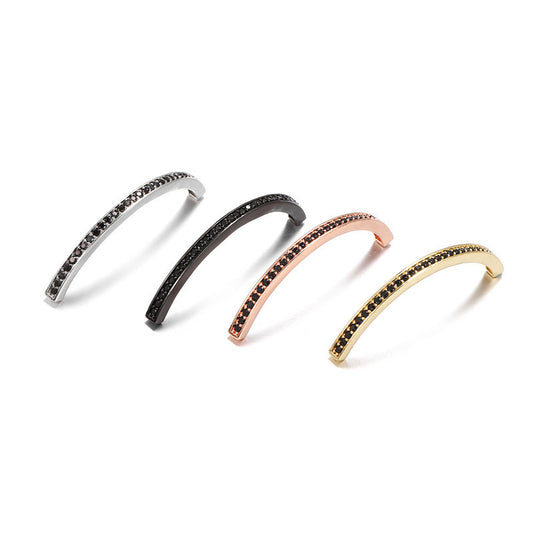 Minimalist Geometric Brass Plated Bracelet with Micro-set Cubic Zirconia