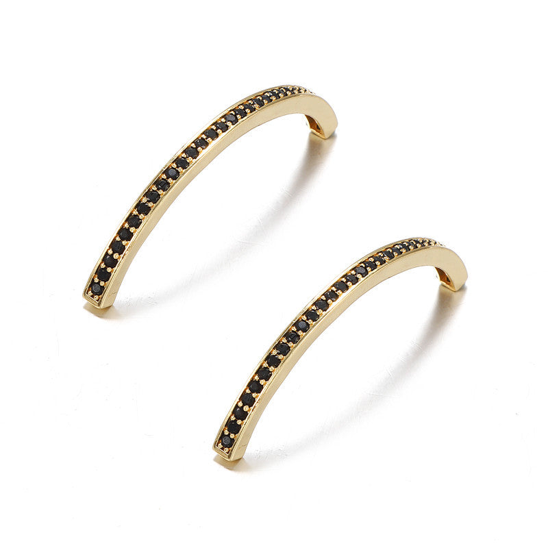 Minimalist Geometric Brass Plated Bracelet with Micro-set Cubic Zirconia