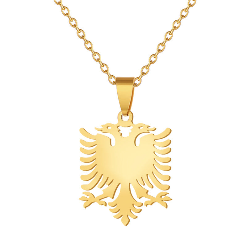 Collar minimalista de acero inoxidable y titanio con colgante geométrico de pájaro, cadena O, unisex