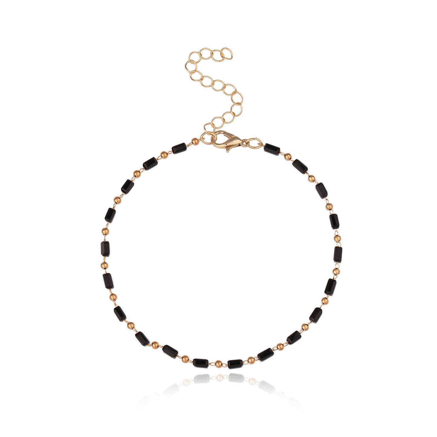 Minimalist Single Layer Handmade Alloy Glass Bead Anklet for Women