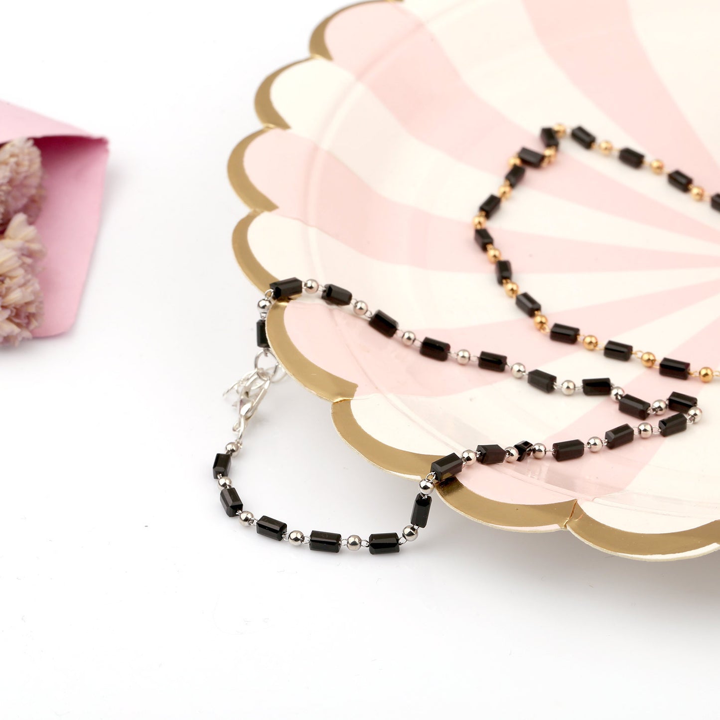 Minimalist Single Layer Handmade Alloy Glass Bead Anklet for Women