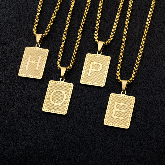 Collar con Letra de Acero Inoxidable, Collar con Colgante Geométrico para Hombres y Mujeres, Joyería Casual de Moda