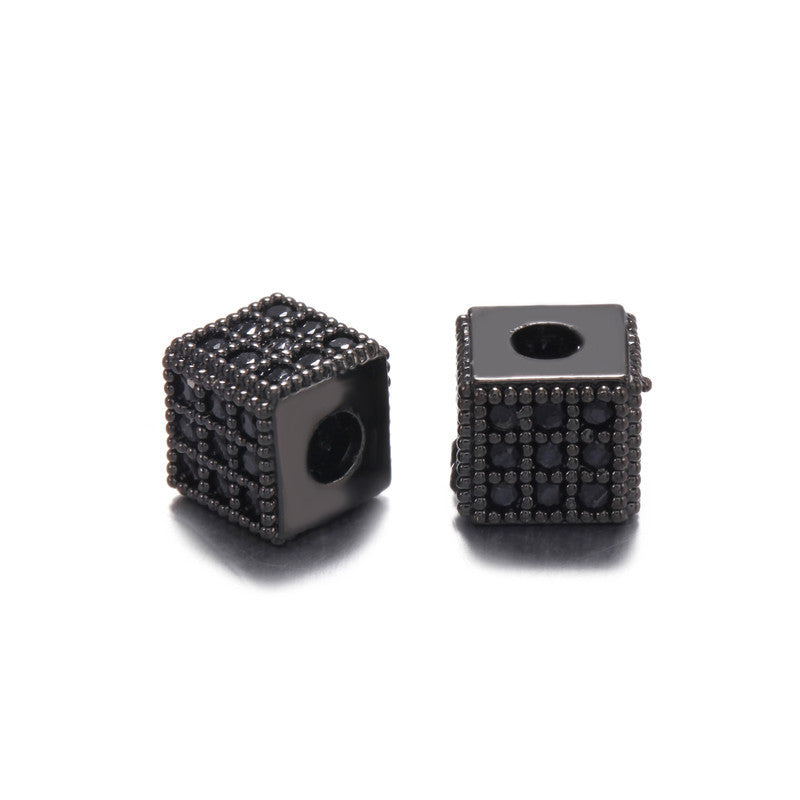 Elegant Square Brass Plated Cubic Zirconia Inlay Charm