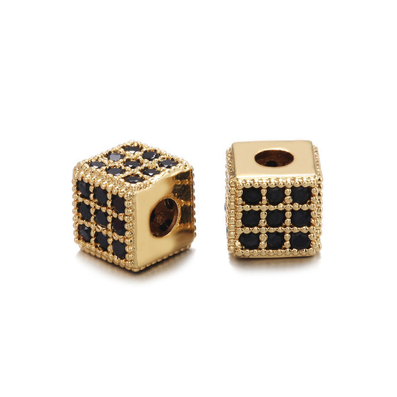 Elegant Square Brass Plated Cubic Zirconia Inlay Charm