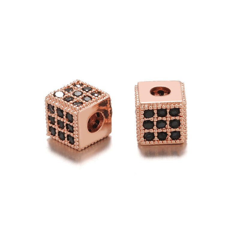 Elegant Square Brass Plated Cubic Zirconia Inlay Charm
