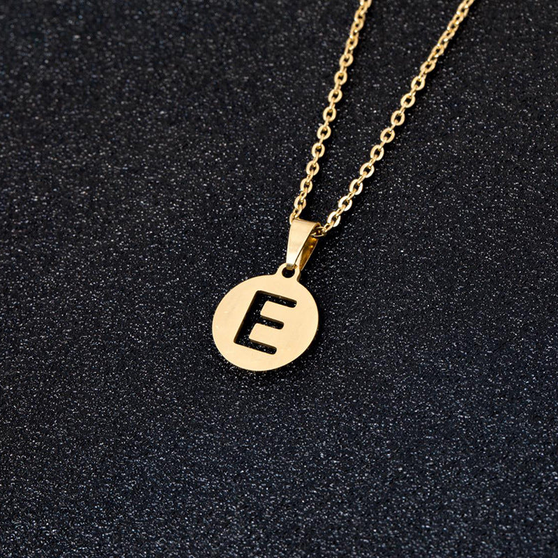Elegante Collar con Letra para Mujer de Acero Inoxidable, Titanio, Cadena en O, Colgante, Joyería Minimalista de Moda