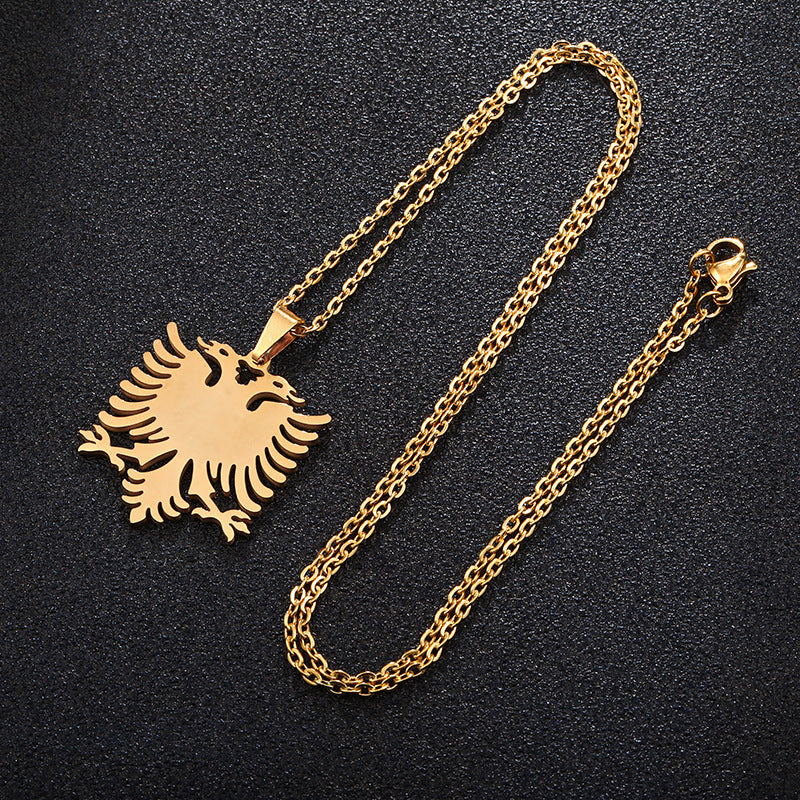 Collar minimalista de acero inoxidable y titanio con colgante geométrico de pájaro, cadena O, unisex