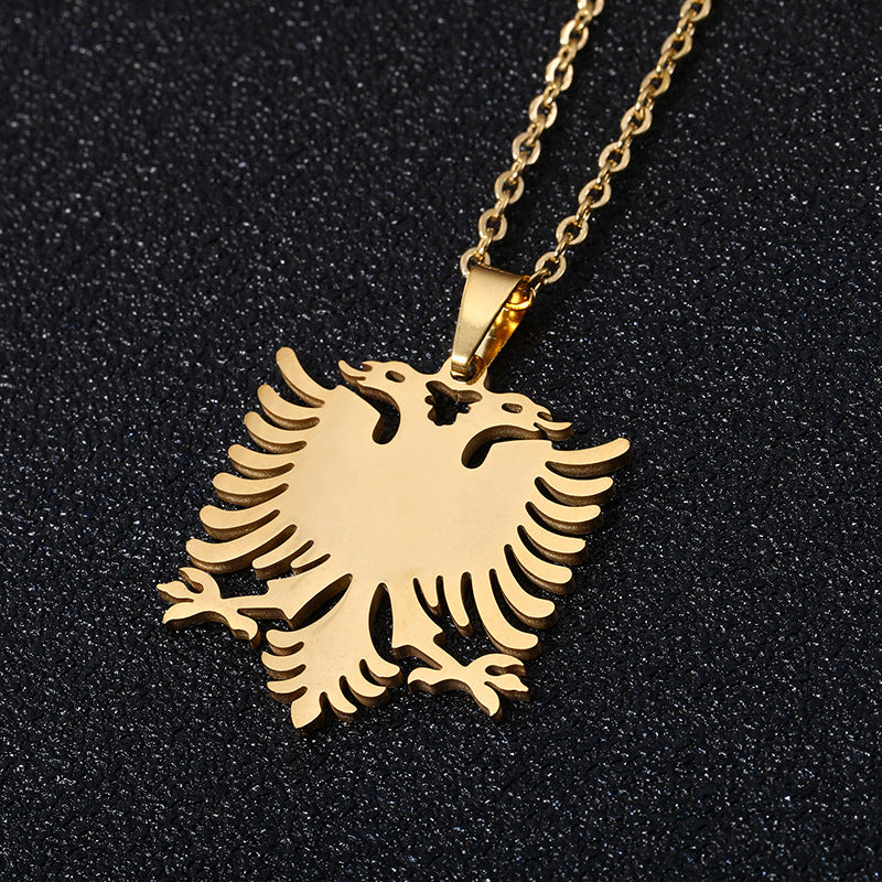 Collar minimalista de acero inoxidable y titanio con colgante geométrico de pájaro, cadena O, unisex
