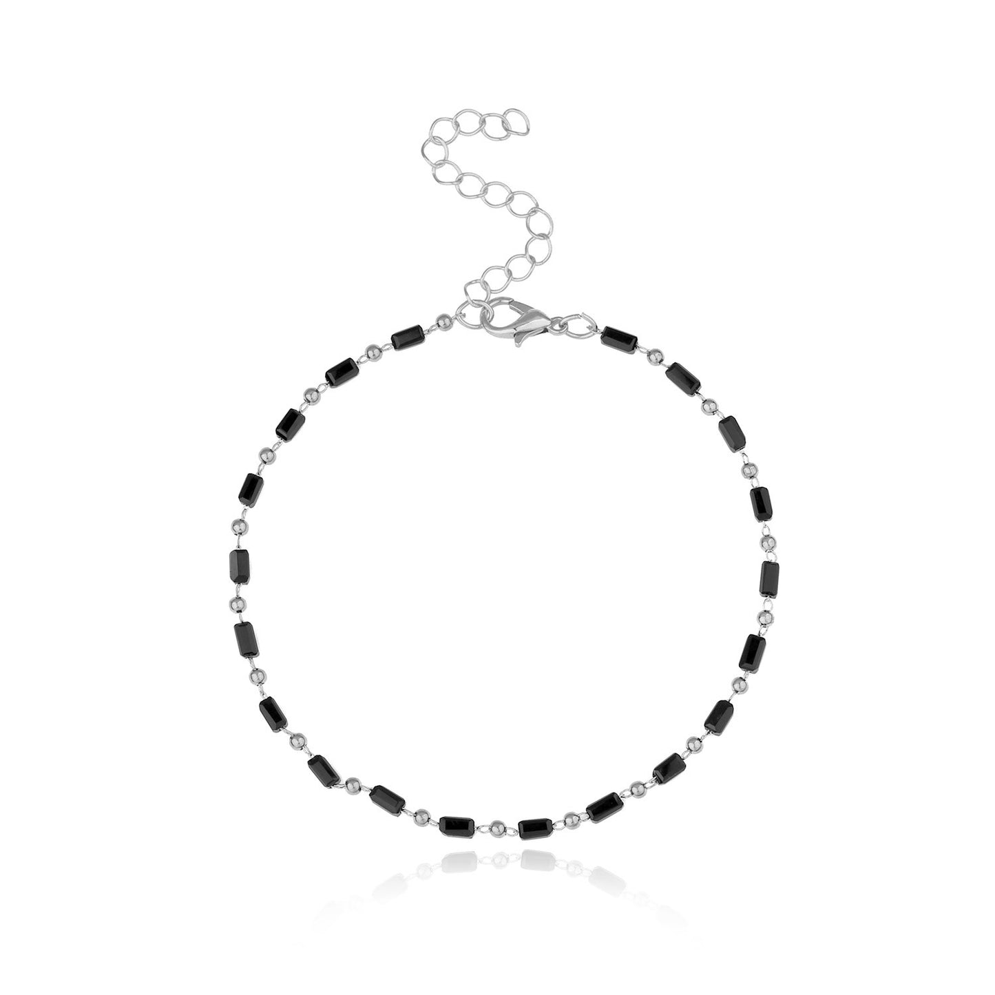 Minimalist Single Layer Handmade Alloy Glass Bead Anklet for Women