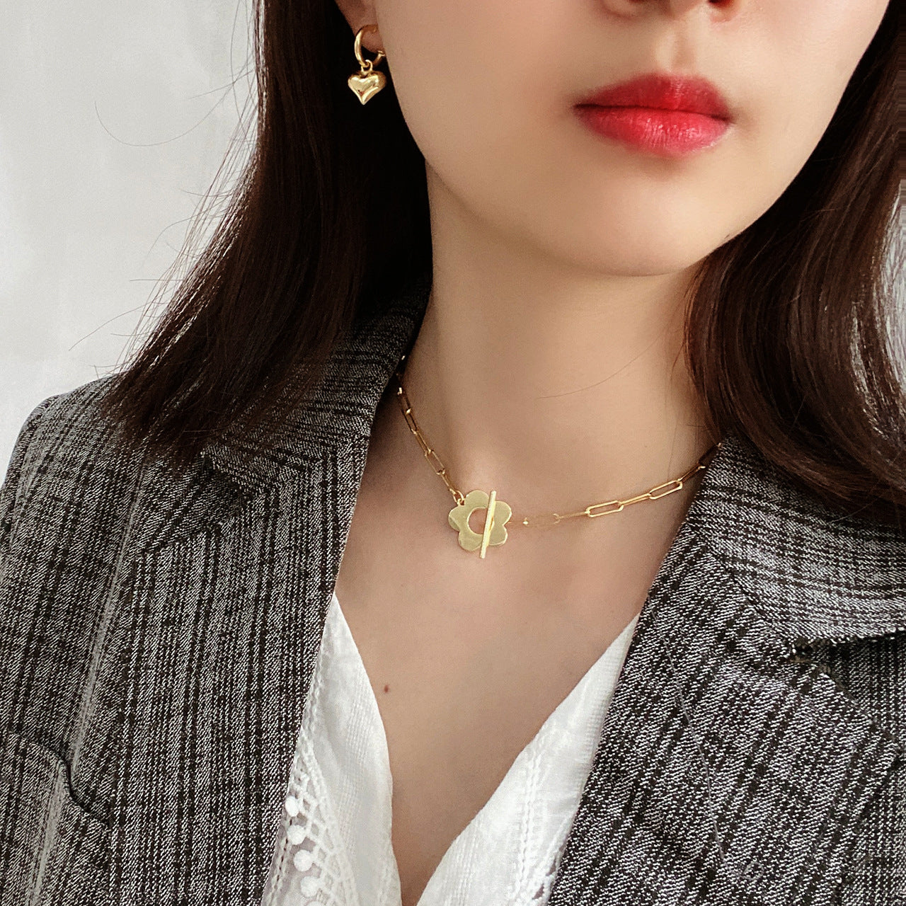 Minimalist 925 Sterling Silver Gold Plated Floral Pendant Necklace for Women