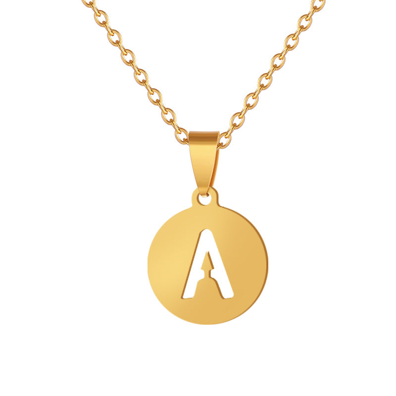 Elegante Collar con Letra para Mujer de Acero Inoxidable, Titanio, Cadena en O, Colgante, Joyería Minimalista de Moda