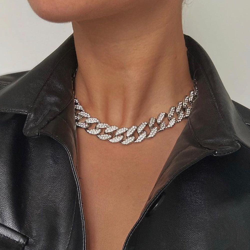 Collana a Catena a Cavo in Lega Geometrica Minimalista Punk da Donna, Gioielli Placcati, Pezzo Accattivante di Tendenza