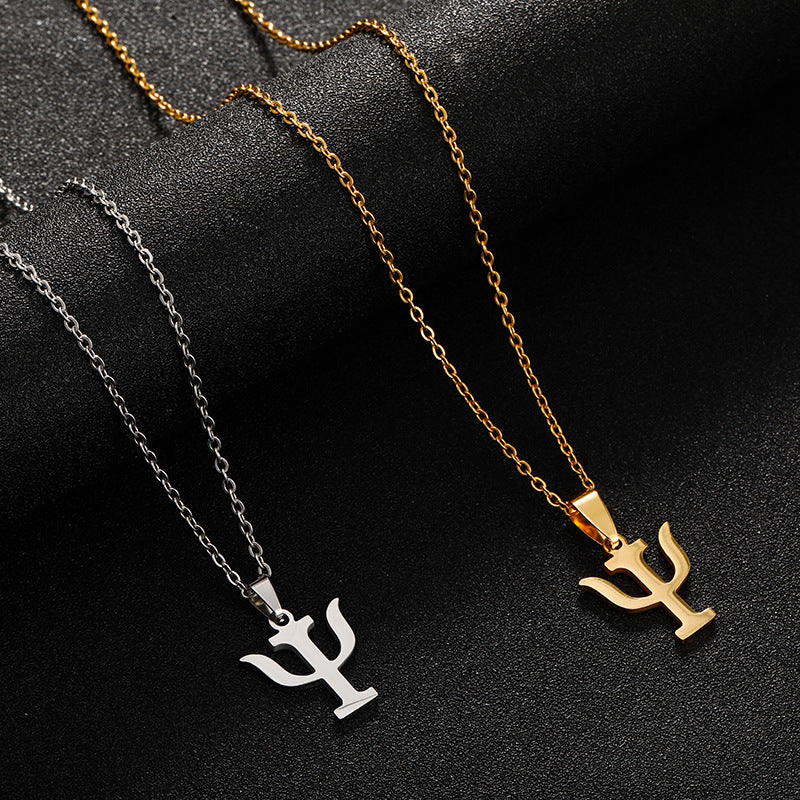 Collana con Pendente Geometrico in Acciaio Inossidabile e Titanio, Catena a O, Moda Business Casual, Collana girocollo da Donna