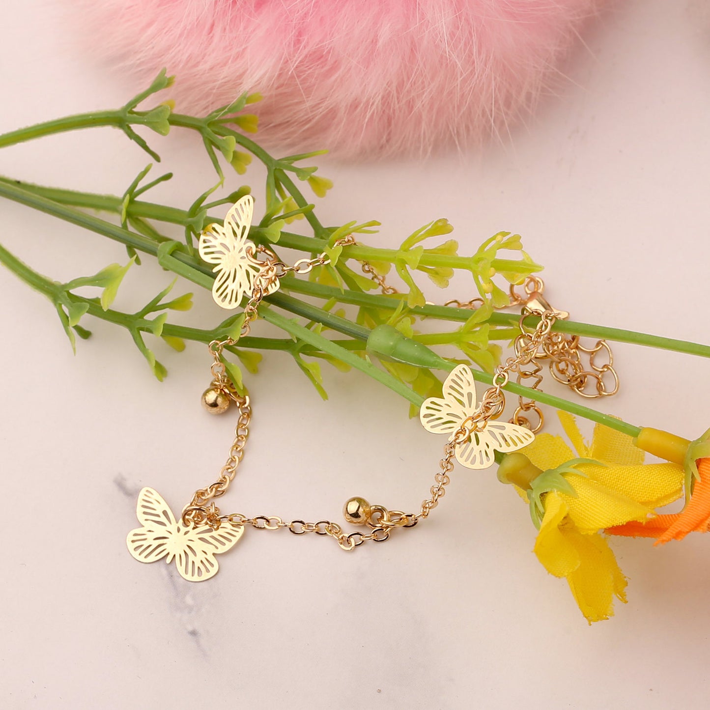 Butterfly Geometric Minimalist Alloy Anklet for Women
