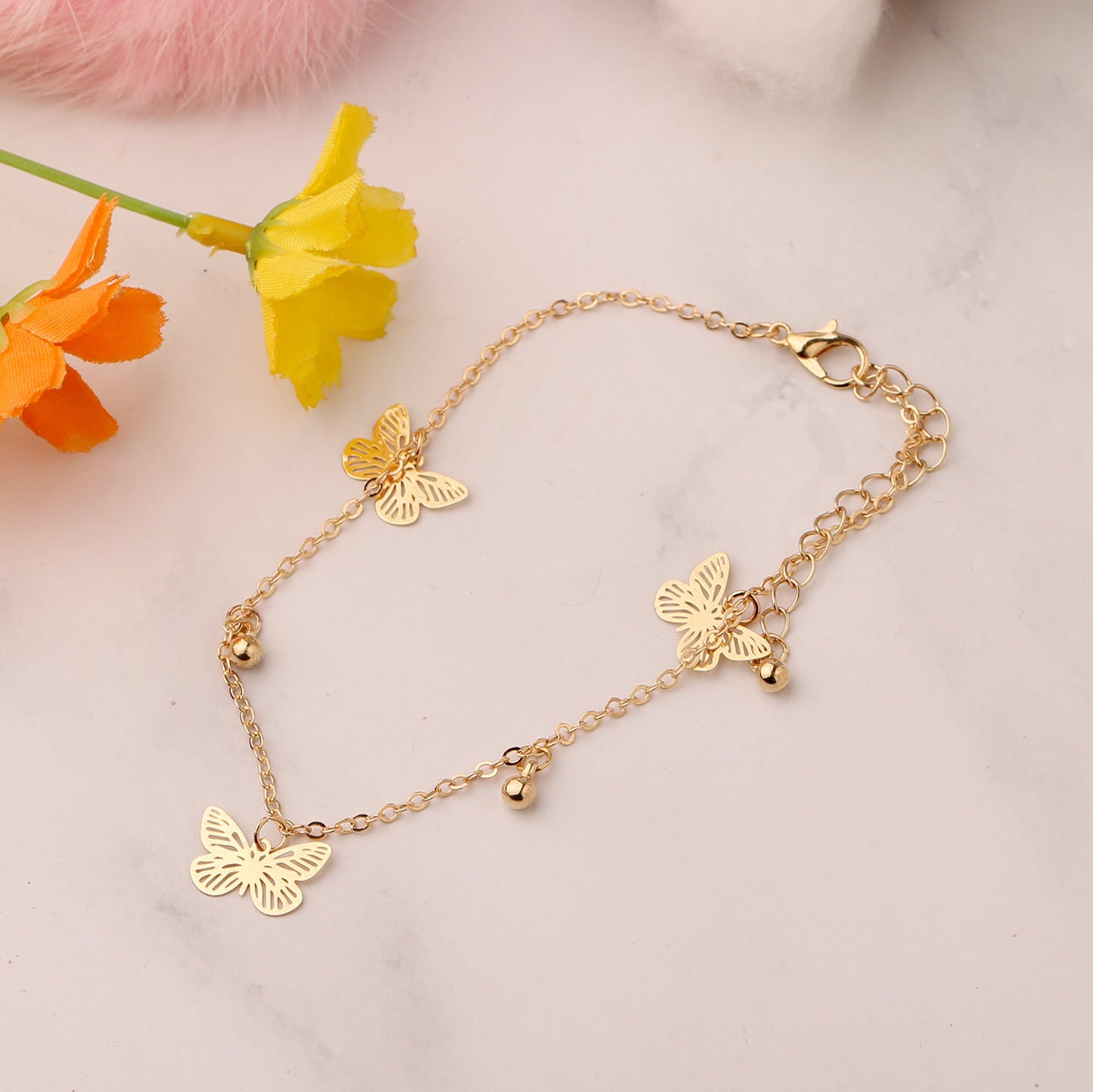 Butterfly Geometric Minimalist Alloy Anklet for Women
