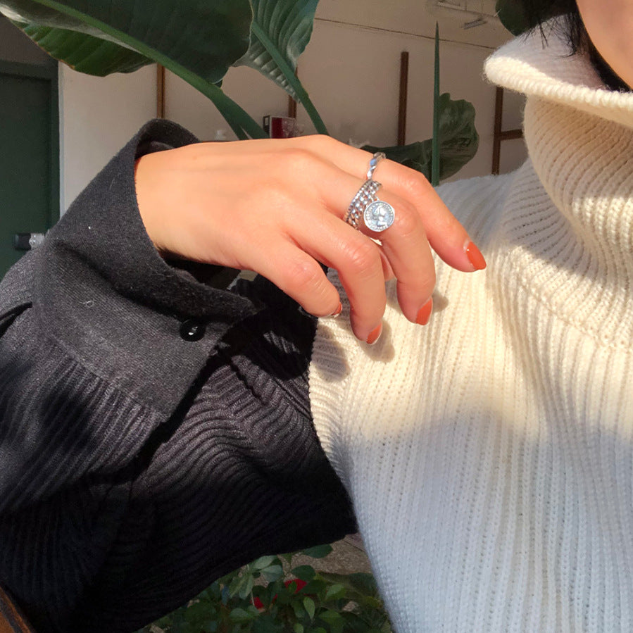 Anello da donna minimalista con cuore geometrico in argento sterling 925