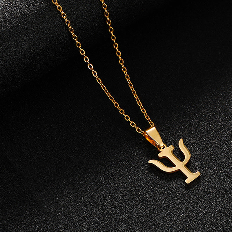 Collana con Pendente Geometrico in Acciaio Inossidabile e Titanio, Catena a O, Moda Business Casual, Collana girocollo da Donna