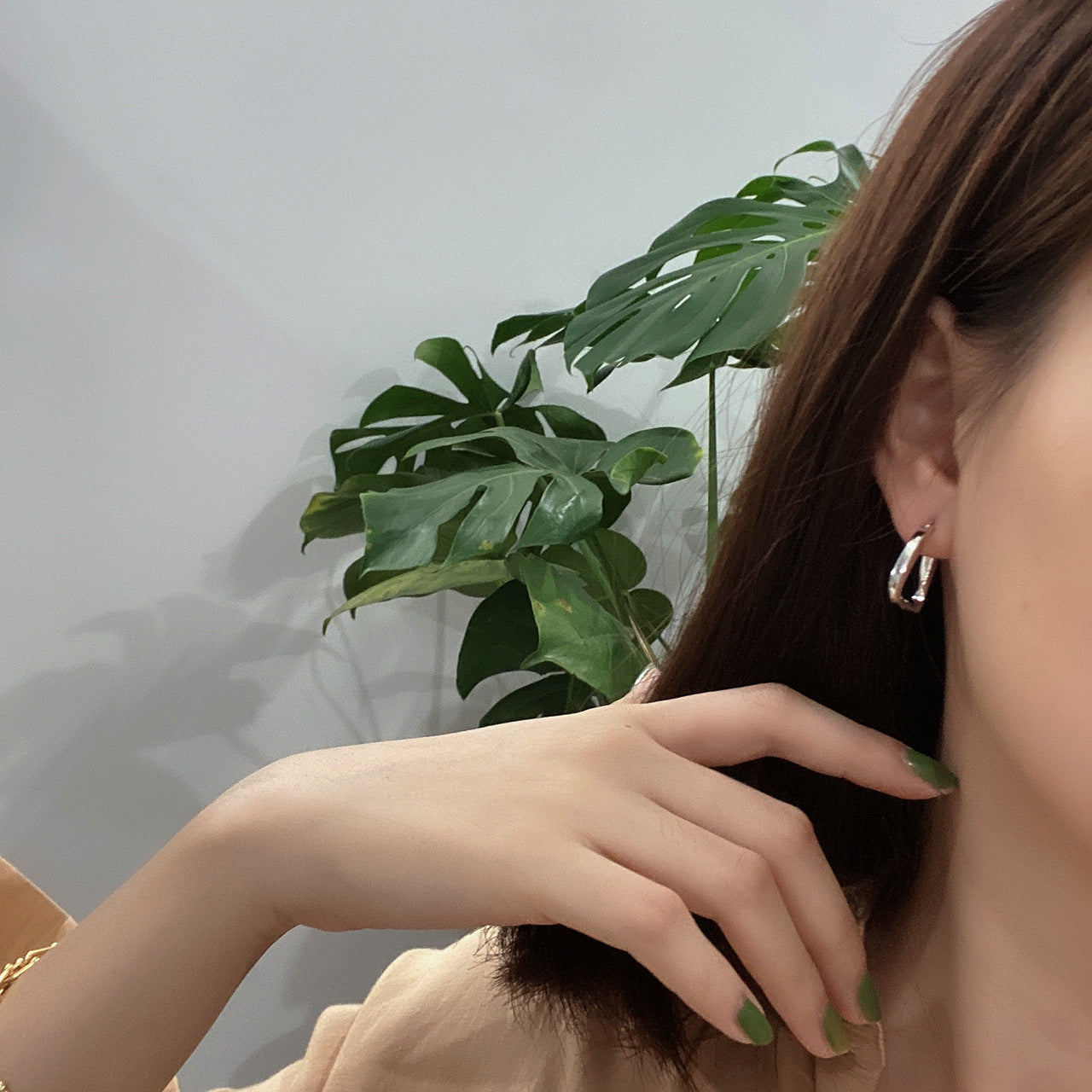 Minimalist Vintage 925 Sterling Silver Geometric Teardrop Earrings with Pearl Inlay for Women
