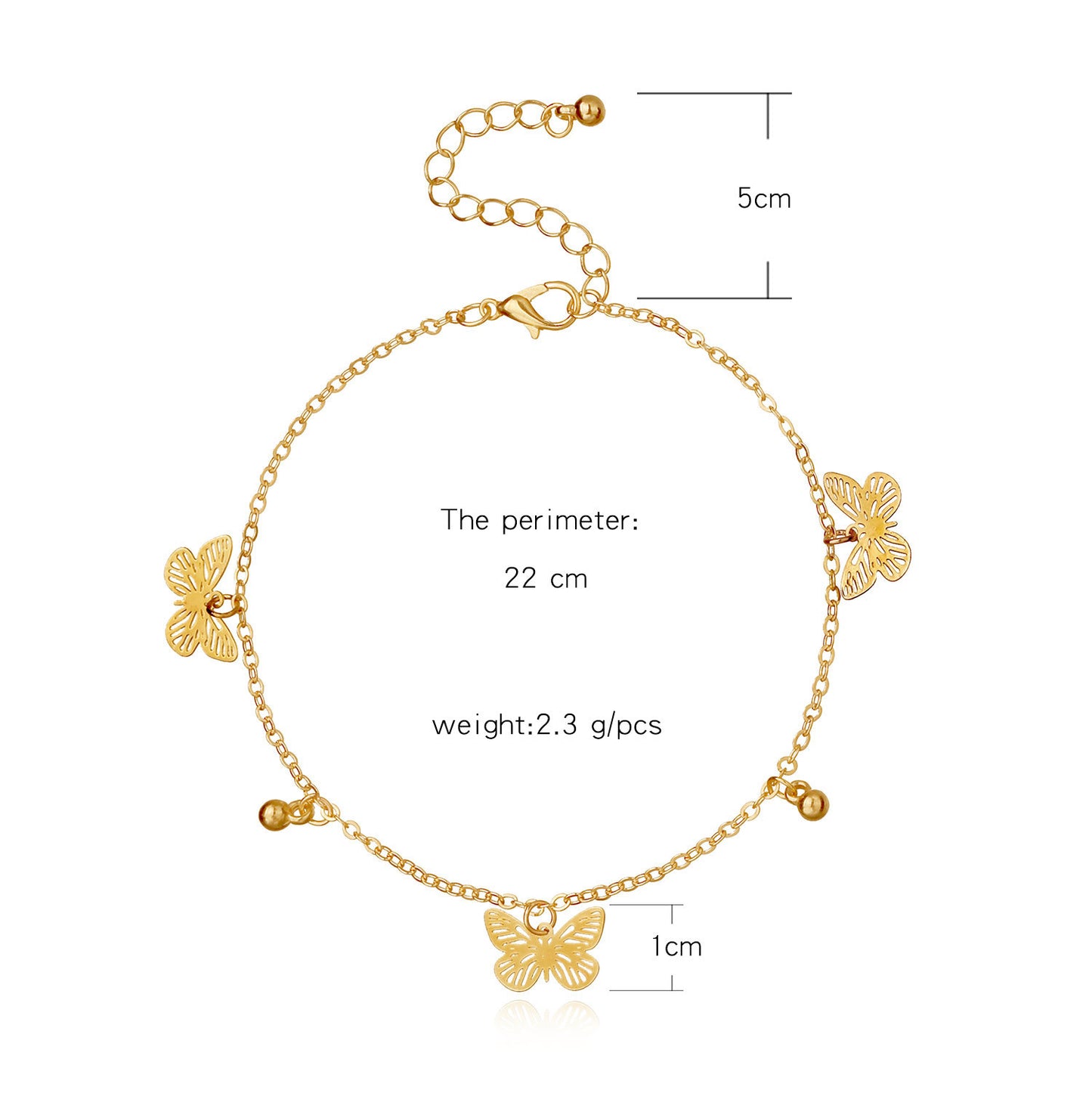 Butterfly Geometric Minimalist Alloy Anklet for Women