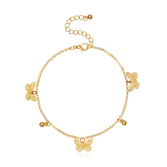 Cavigliera da donna minimalista con farfalla geometrica in lega