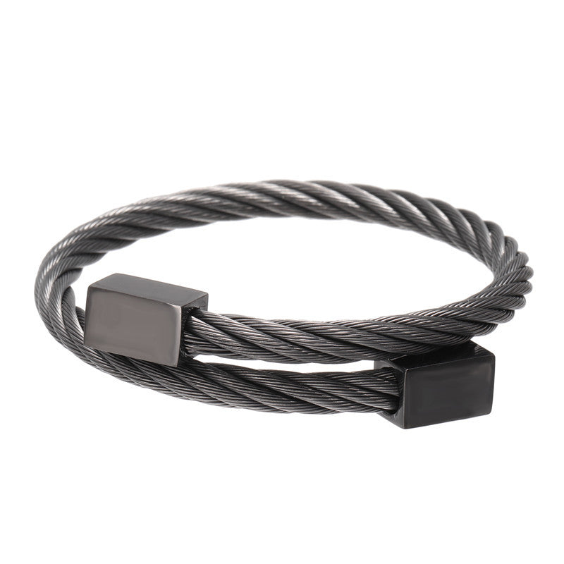 Vintage Geometric Square Plated Stainless Steel Bracelet for Men and Women