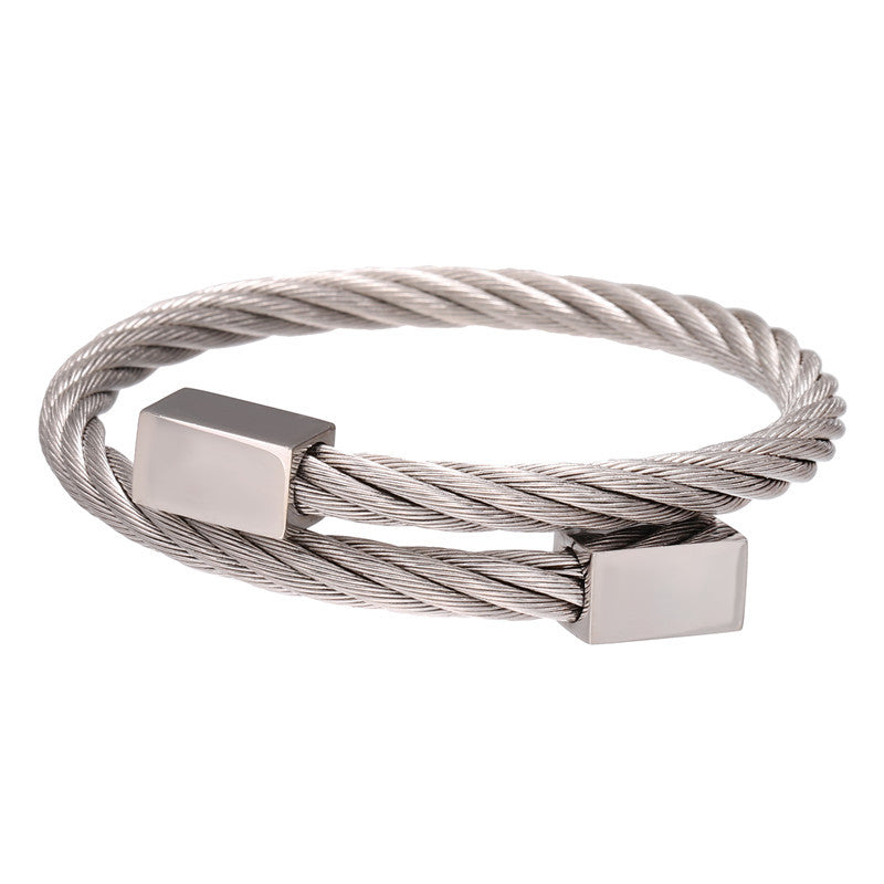Punk Stainless Steel Plated Round Letter Bracelet