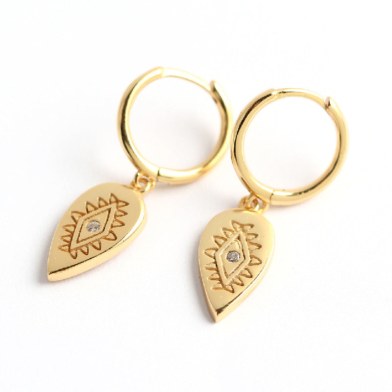 Luxury Elegant 925 Sterling Silver Teardrop Geometric Diamond Earrings
