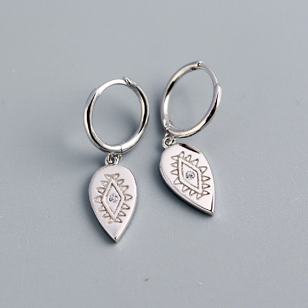 Luxury Elegant 925 Sterling Silver Teardrop Geometric Diamond Earrings