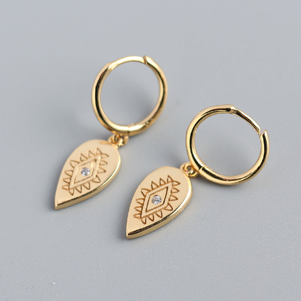 Luxury Elegant 925 Sterling Silver Teardrop Geometric Diamond Earrings