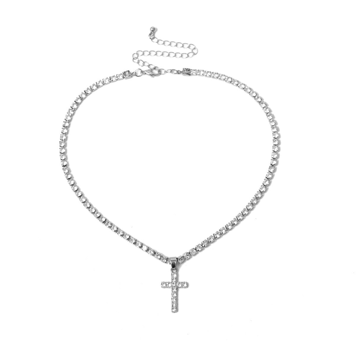 Collana Pendente Gotica Vintage "Edgy" Multistrato con Croce Geometrica da Donna, in Resina Plastica e Lega, con Catena a Sfera