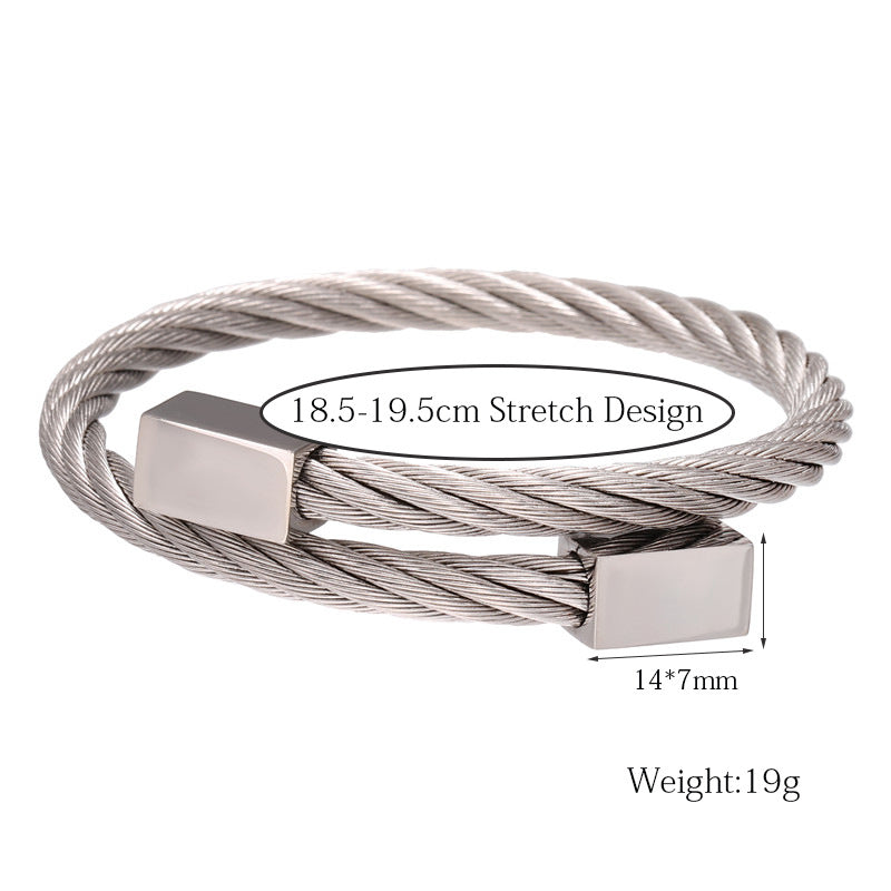 Vintage Geometric Square Plated Stainless Steel Bracelet for Men and Women