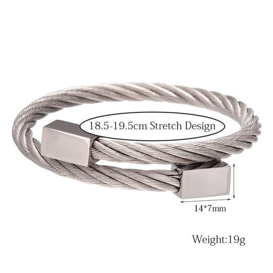 Vintage Geometric Square Plated Stainless Steel Bracelet for Men and Women