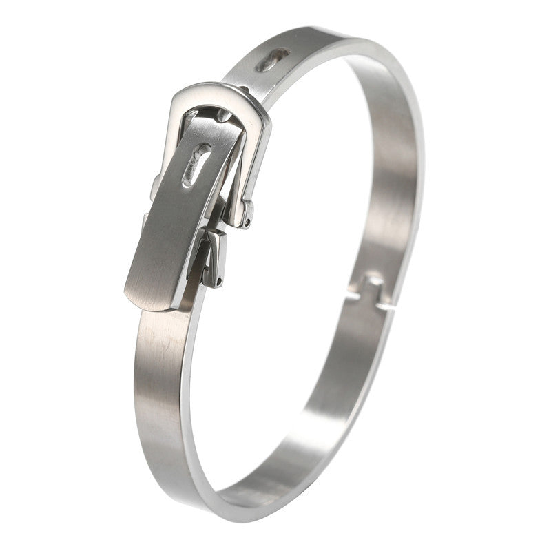 Punk Stainless Steel Plated Round Letter Bracelet