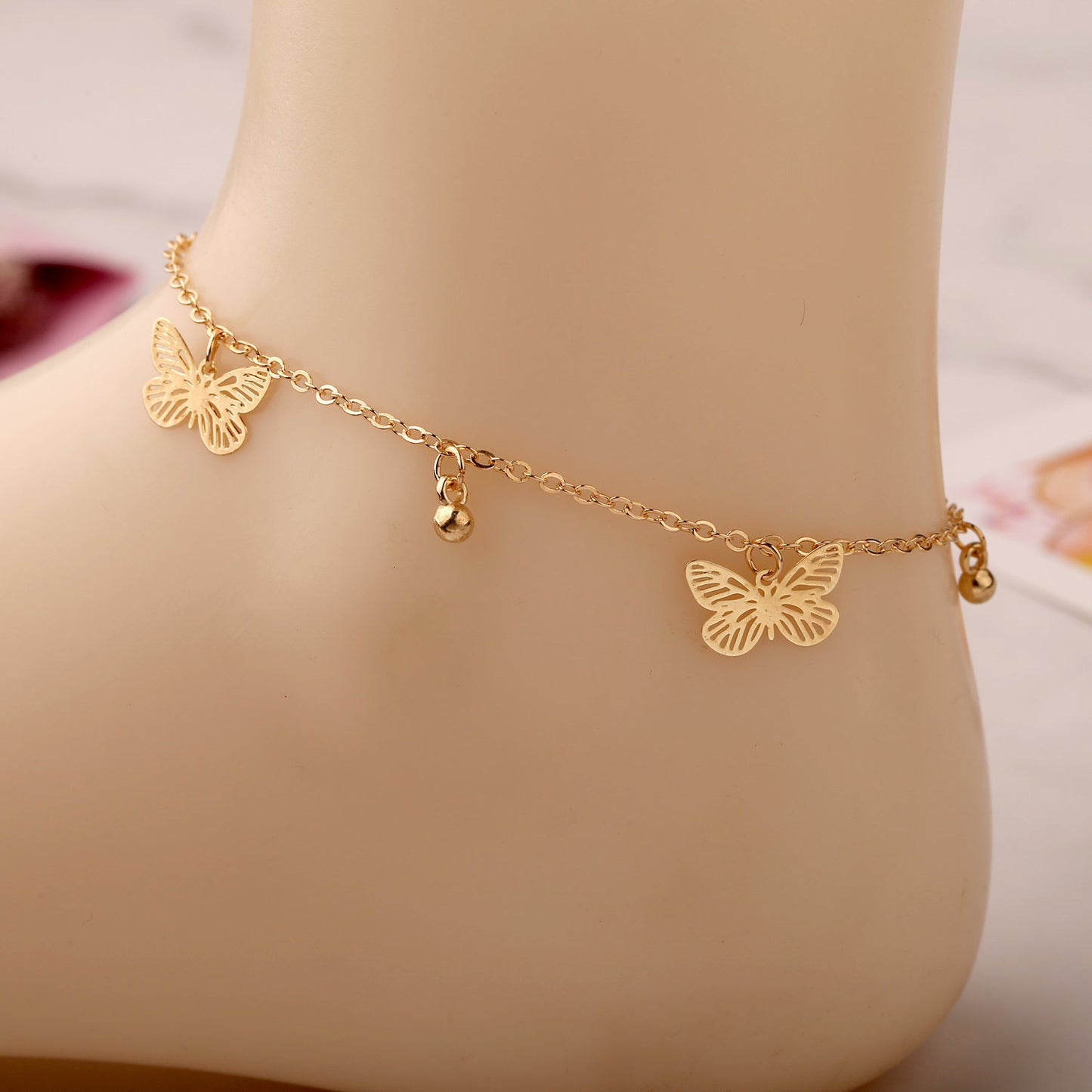 Butterfly Geometric Minimalist Alloy Anklet for Women