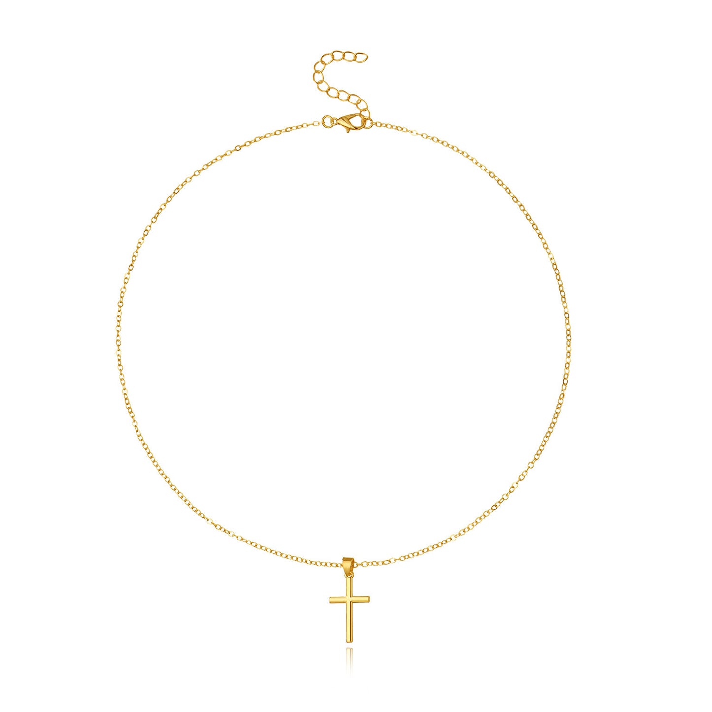 Women's Alloy Long Clavicle Necklace with Cross Pendant Plated Finish