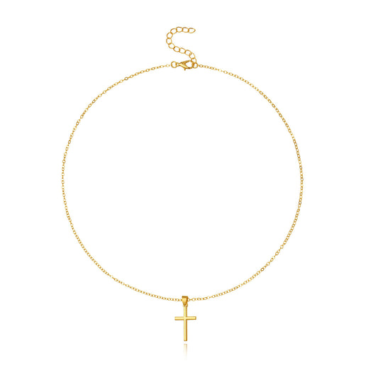 Women's Alloy Long Clavicle Necklace with Cross Pendant Plated Finish