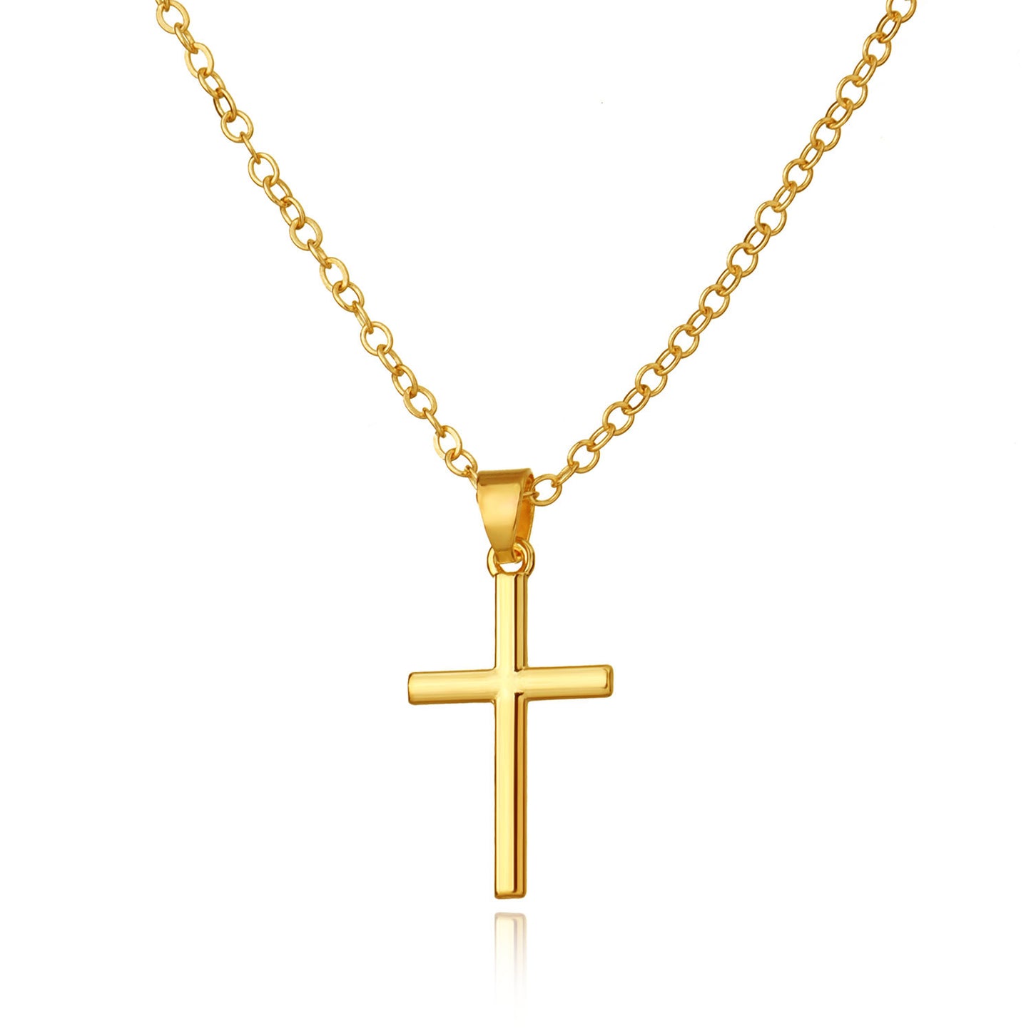 Women's Alloy Long Clavicle Necklace with Cross Pendant Plated Finish