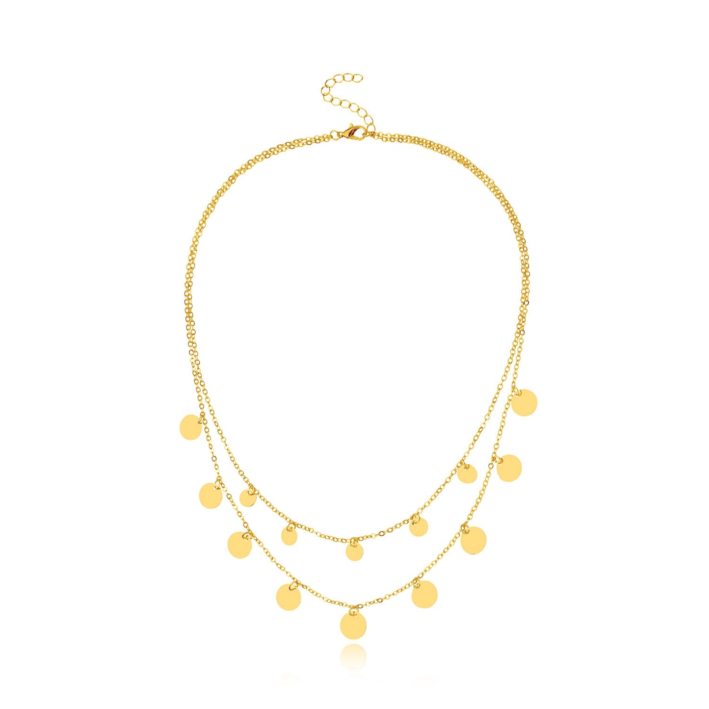 Double Layer Shiny Sequin Necklace Geometric Pendant Fashion Women's Clavicle Chain
