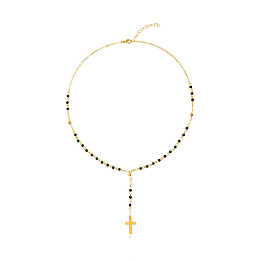 Collana con ciondolo geometrico a croce con perline turchesi e nappe lunghe, gioielli da donna