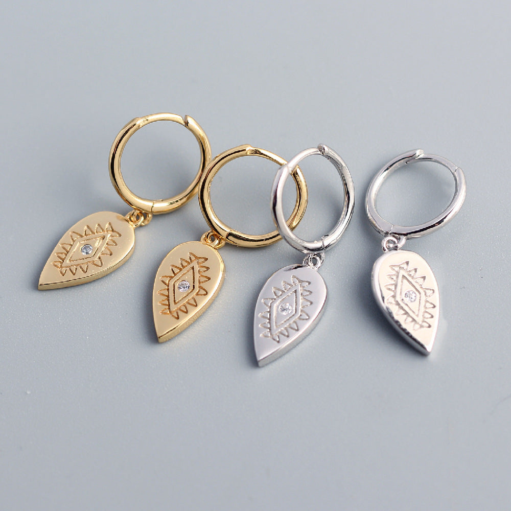 Luxury Elegant 925 Sterling Silver Teardrop Geometric Diamond Earrings