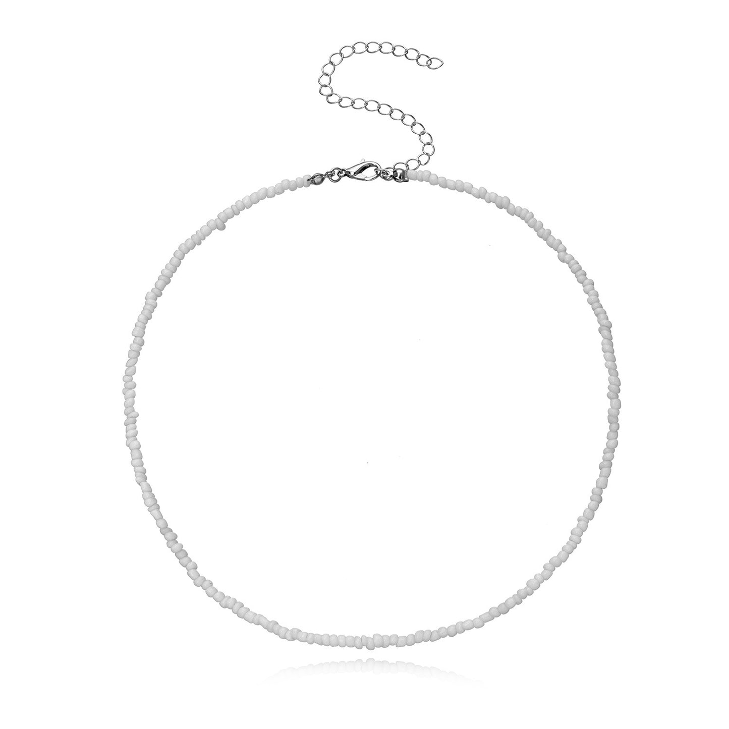 Bohemian Geometric Round Seed Beads Necklace Solid Color Short Choker for Women