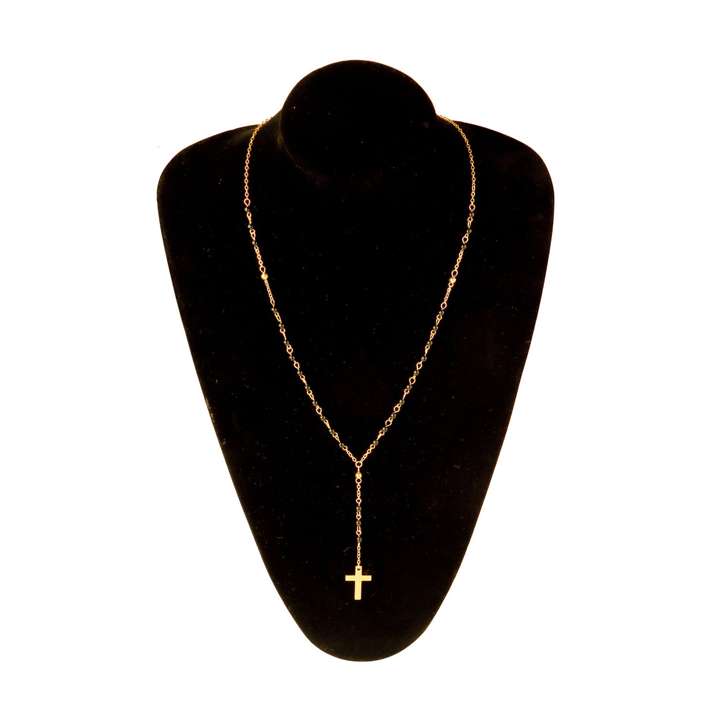 Long Tassel Turquoise Beaded Cross Necklace Geometric Pendant Jewelry for Women