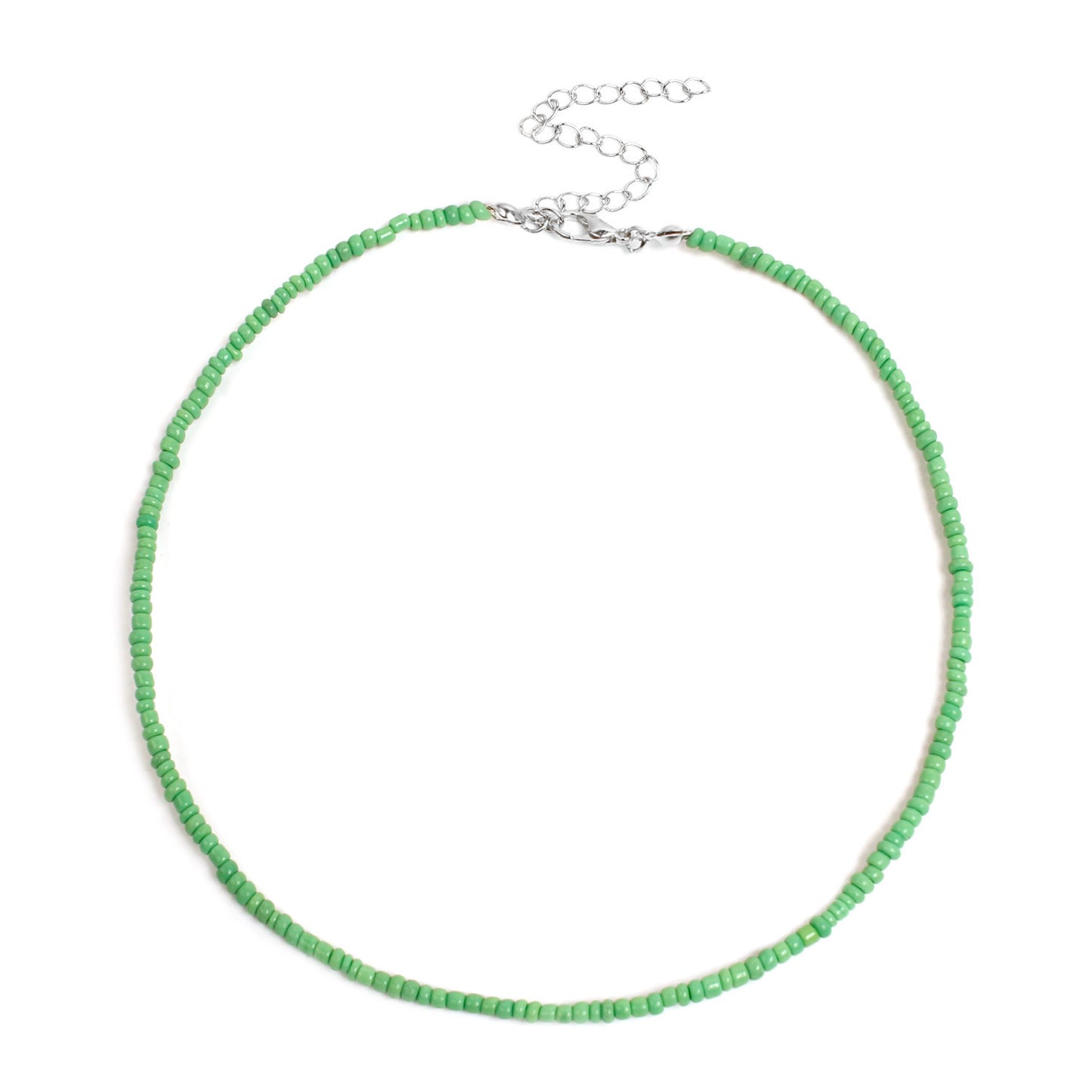 Bohemian Geometric Round Seed Beads Necklace Solid Color Short Choker for Women