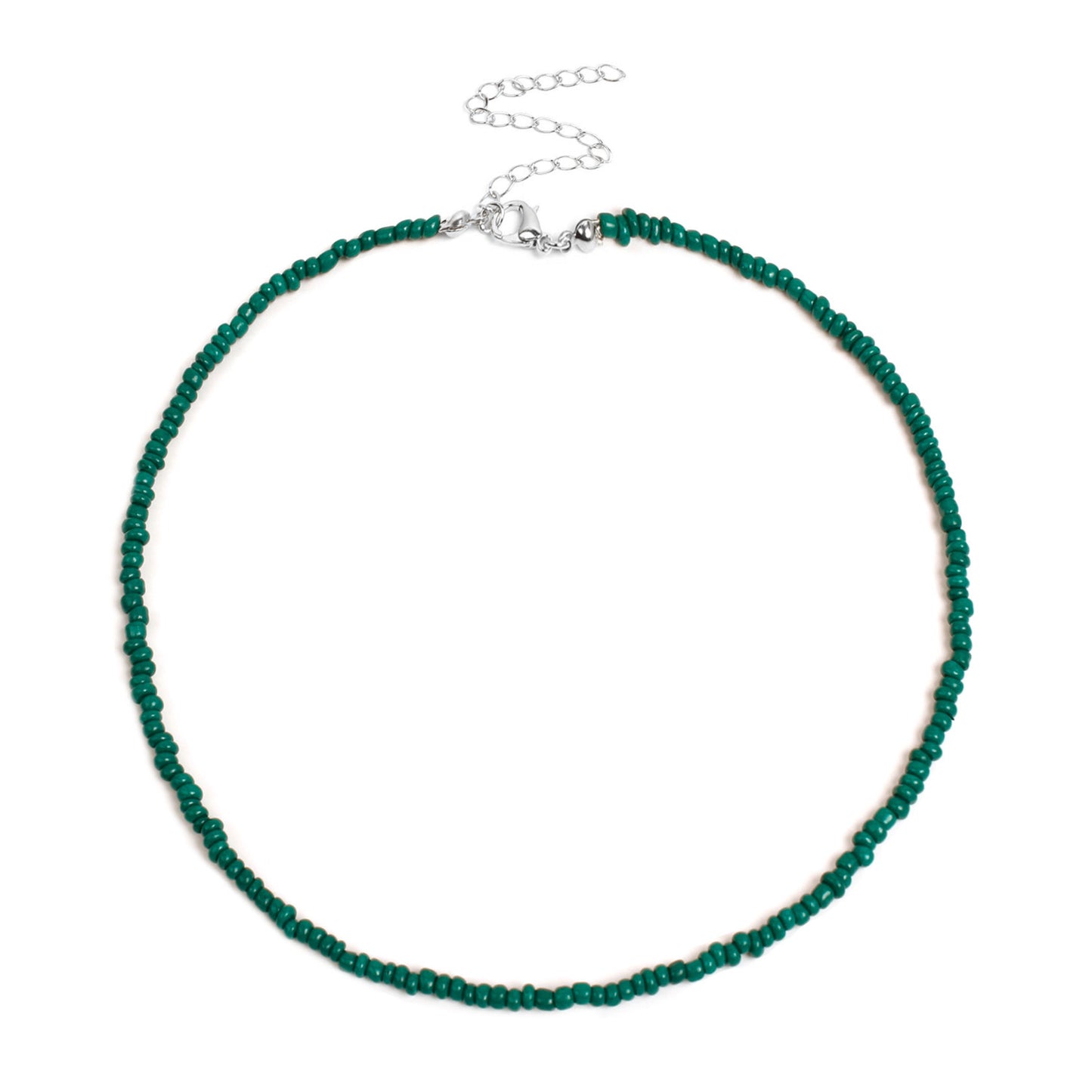 Bohemian Geometric Round Seed Beads Necklace Solid Color Short Choker for Women