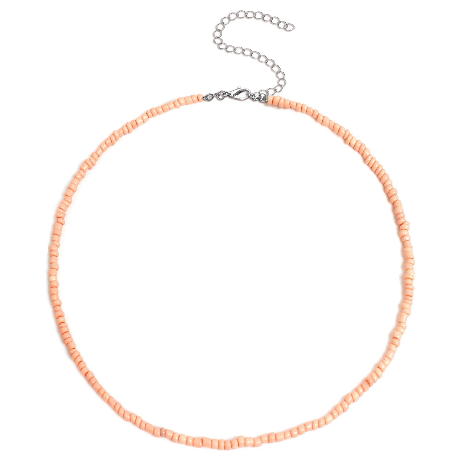 Bohemian Geometric Round Seed Beads Necklace Solid Color Short Choker for Women