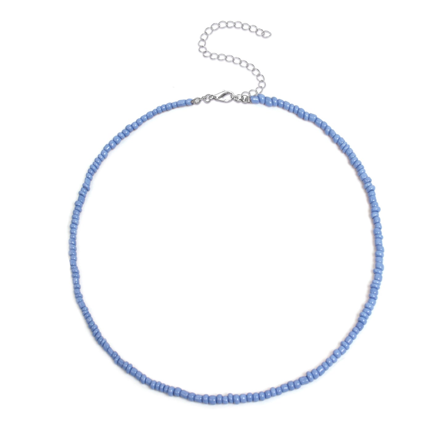 Bohemian Geometric Round Seed Beads Necklace Solid Color Short Choker for Women